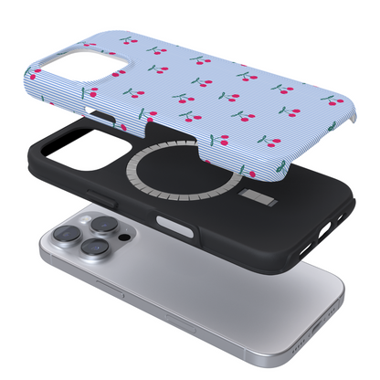 Tough MagSafe® Phone Case - Blue Stripe Cherries