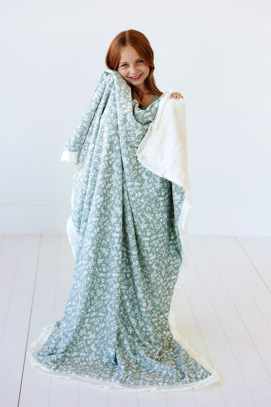 Dainty Floral Sage Blanket