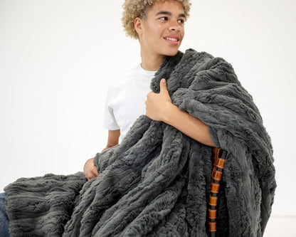 Sculpted Plush Gray Blanket