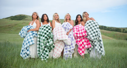 Gingham Check Evergreen Blanket