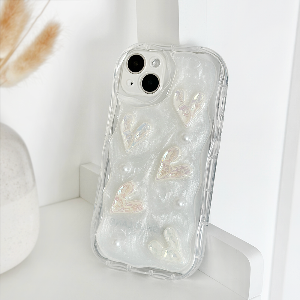 Pearly Hearts Phone Case - Clear