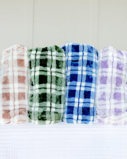 Birthday Plaid Cobalt Blanket