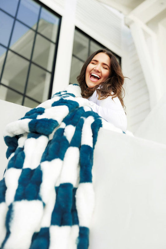 Hugs Check Brewer Blue Blanket