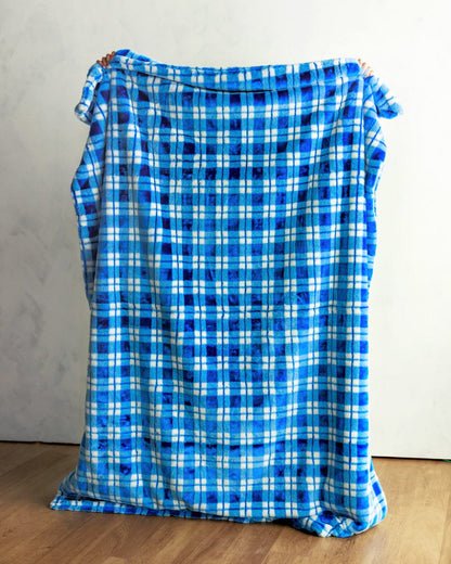 Birthday Plaid Cobalt Blanket